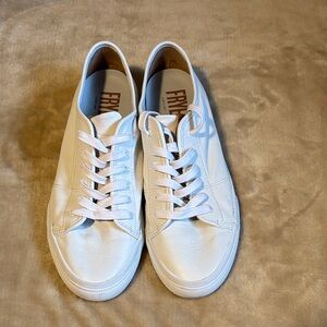 Frye White Leather Lace-Up Sneakers